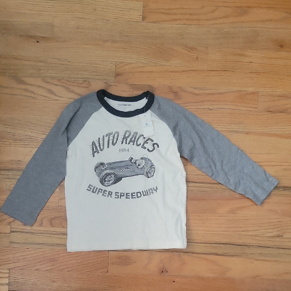 GAP Kids Long Sleeve Tee - Cream and Gray